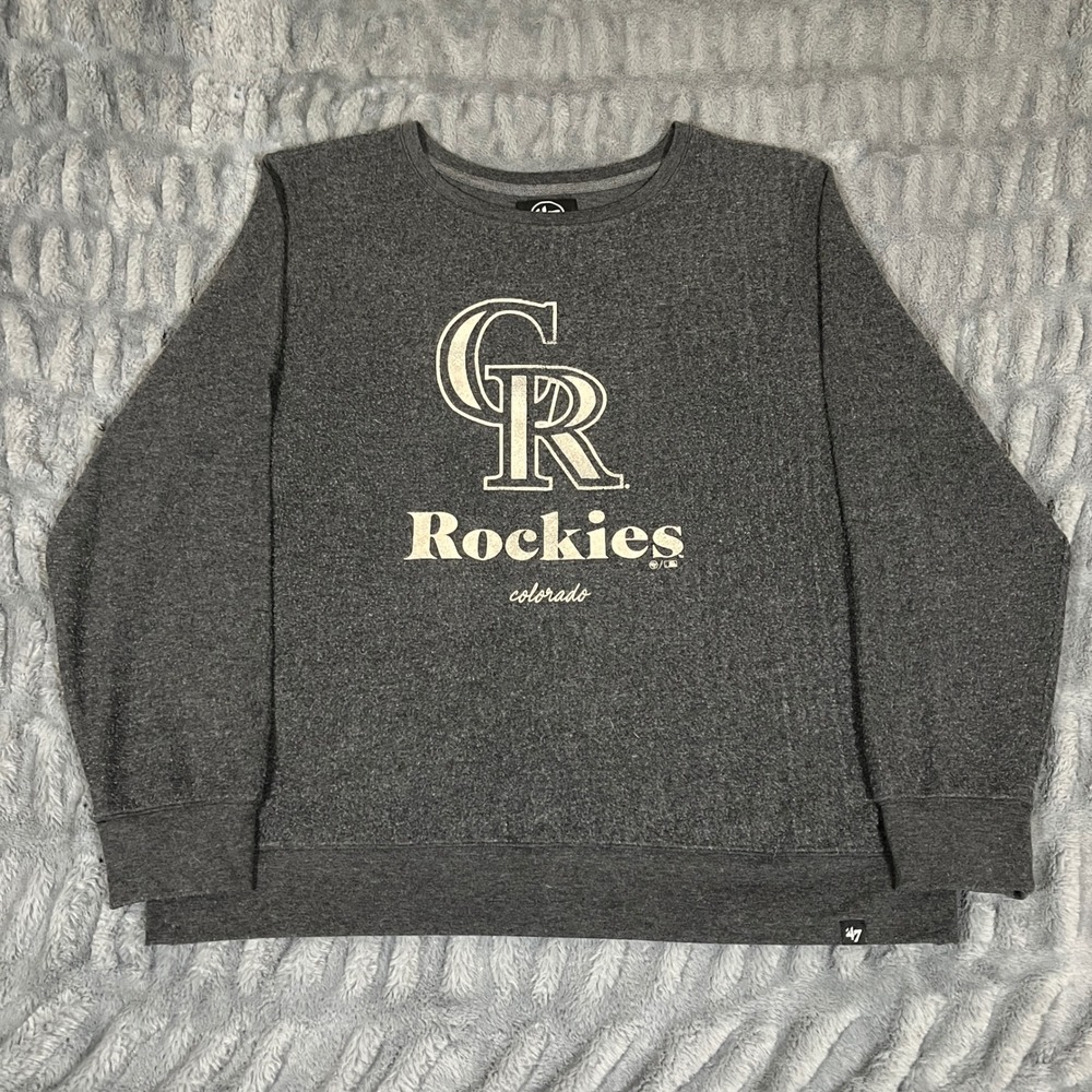 47 Brand Colorado Rockies Crewneck Sweatshirt Womens XLarge Gray Pullover